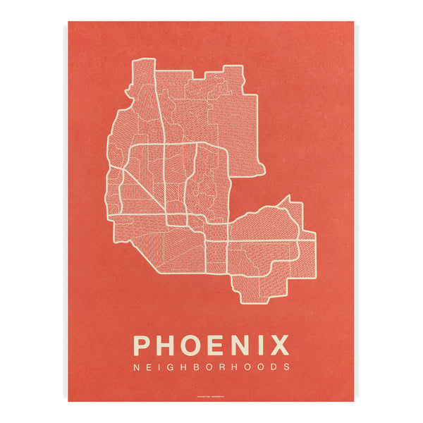 Phoenix Neighborhood Map Poster, Phoenix City Map Art Print