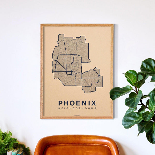 Phoenix Neighborhood Map Poster, Phoenix City Map Art Print