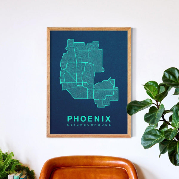 Phoenix Neighborhood Map Poster, Phoenix City Map Art Print