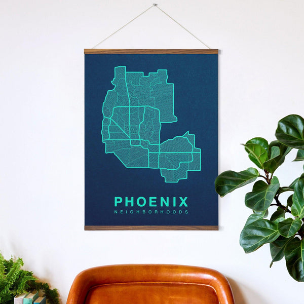Phoenix Neighborhood Map Poster, Phoenix City Map Art Print