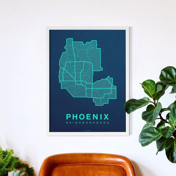 Phoenix Neighborhood Map Poster, Phoenix City Map Art Print