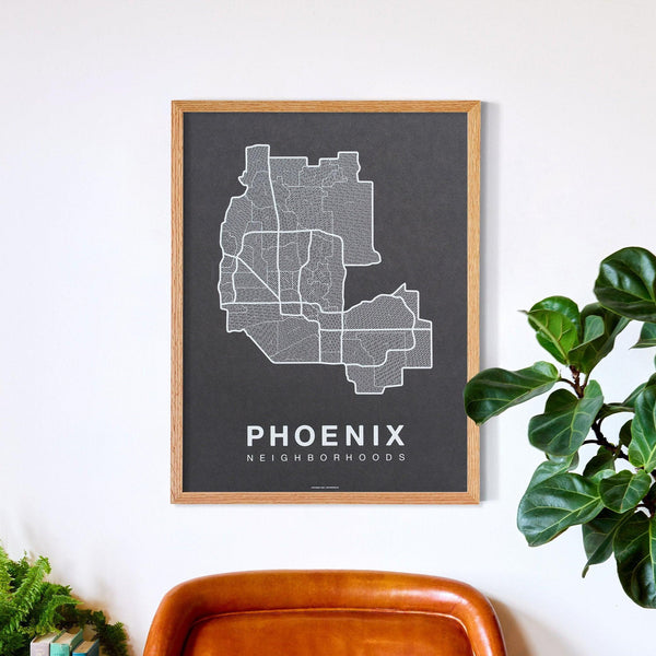 Phoenix Neighborhood Map Poster, Phoenix City Map Art Print