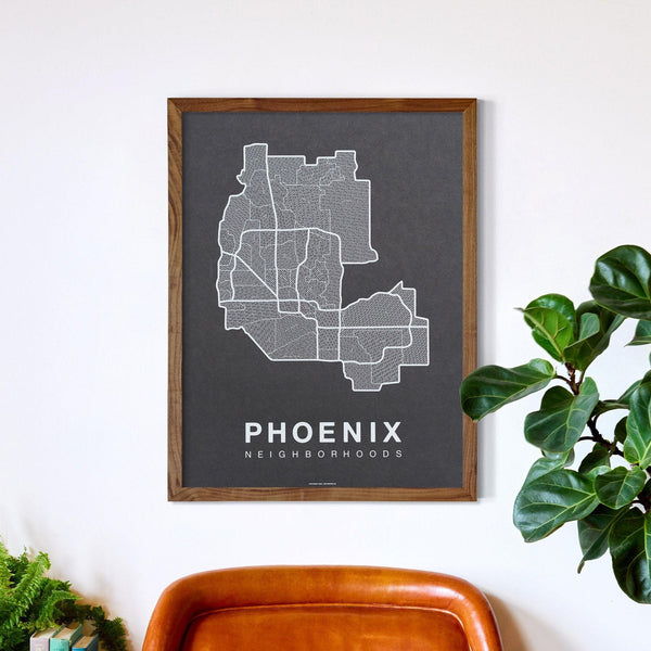 Phoenix Neighborhood Map Poster, Phoenix City Map Art Print