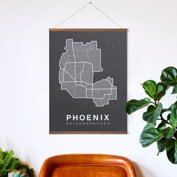 Phoenix Neighborhood Map Poster, Phoenix City Map Art Print