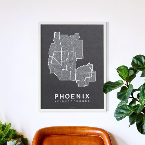 Phoenix Neighborhood Map Poster, Phoenix City Map Art Print