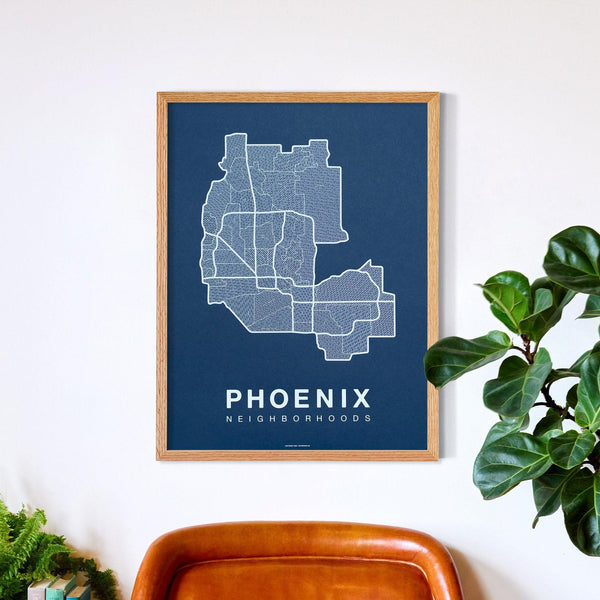 Phoenix Neighborhood Map Poster, Phoenix City Map Art Print