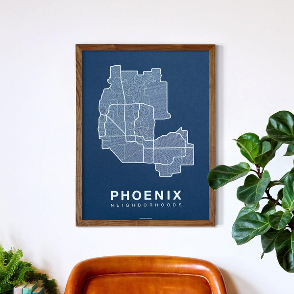 Phoenix Neighborhood Map Poster, Phoenix City Map Art Print