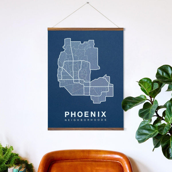 Phoenix Neighborhood Map Poster, Phoenix City Map Art Print