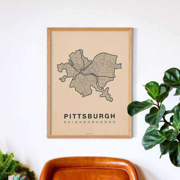 Pittsburgh Neighborhood Map Poster, Pittsburgh City Map Art Print
