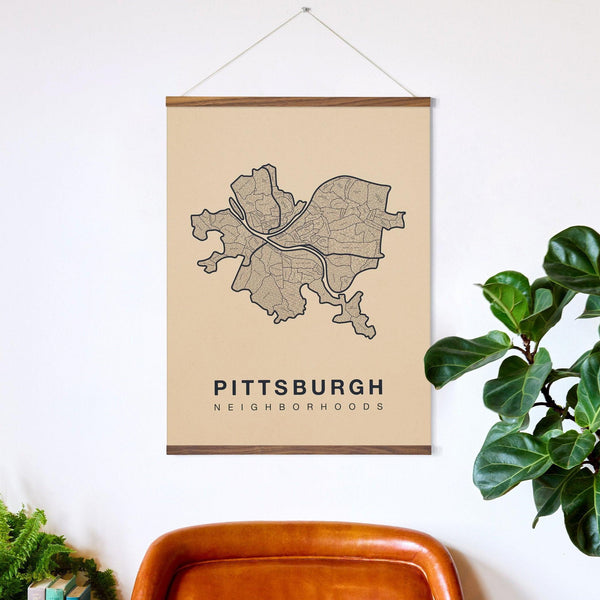 Pittsburgh Neighborhood Map Poster, Pittsburgh City Map Art Print