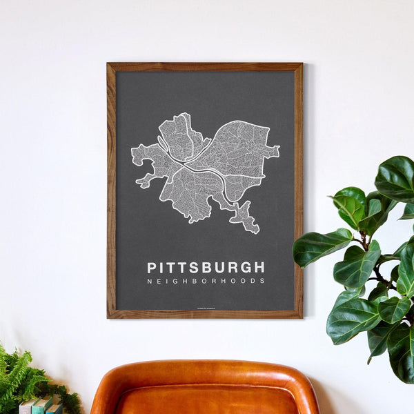Pittsburgh Neighborhood Map Poster, Pittsburgh City Map Art Print