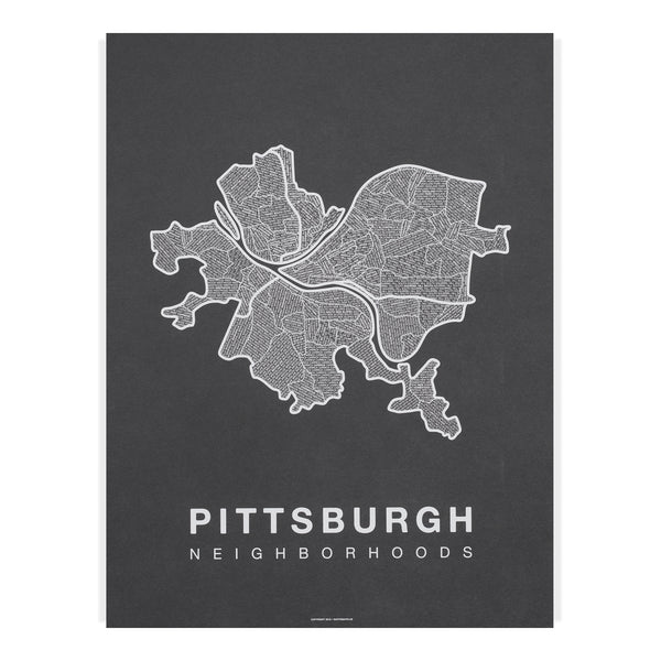 Pittsburgh Neighborhood Map Poster, Pittsburgh City Map Art Print
