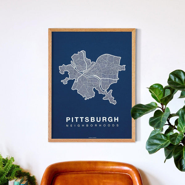 Pittsburgh Neighborhood Map Poster, Pittsburgh City Map Art Print
