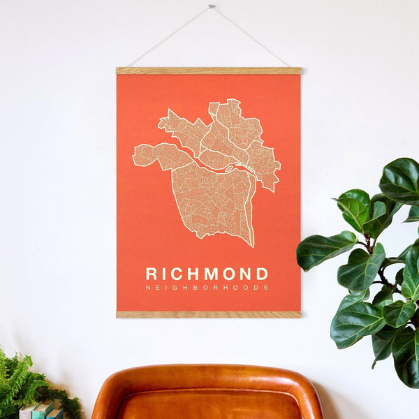 Richmond Neighborhood Map Poster, Richmond City Map Art Print