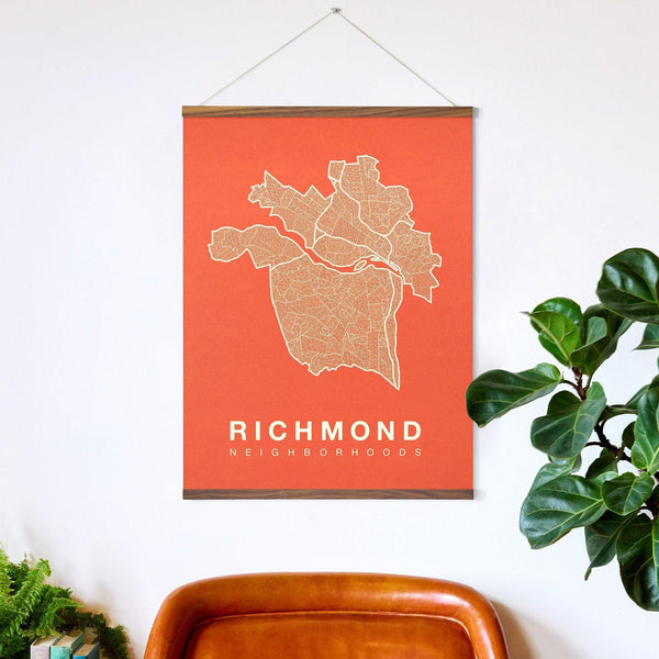Richmond Neighborhood Map Poster, Richmond City Map Art Print