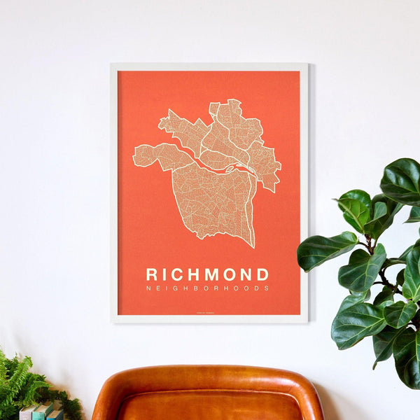 Richmond Neighborhood Map Poster, Richmond City Map Art Print