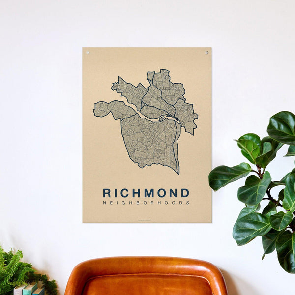 Richmond Neighborhood Map Poster, Richmond City Map Art Print