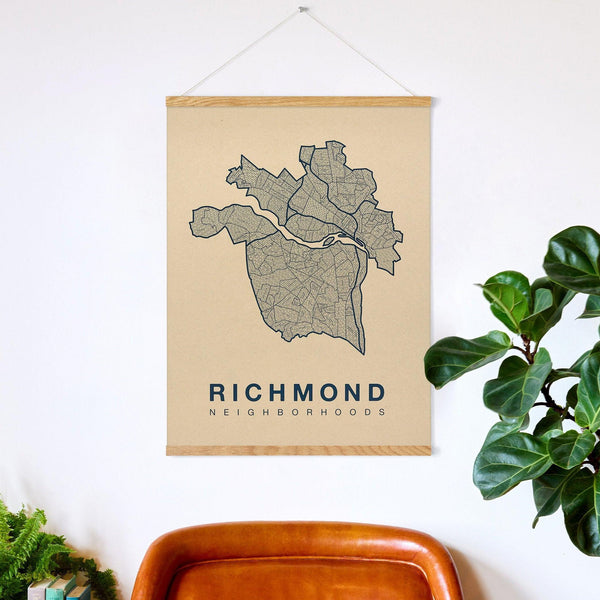 Richmond Neighborhood Map Poster, Richmond City Map Art Print