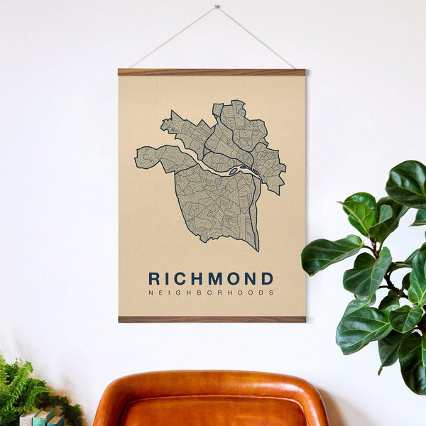 Richmond Neighborhood Map Poster, Richmond City Map Art Print