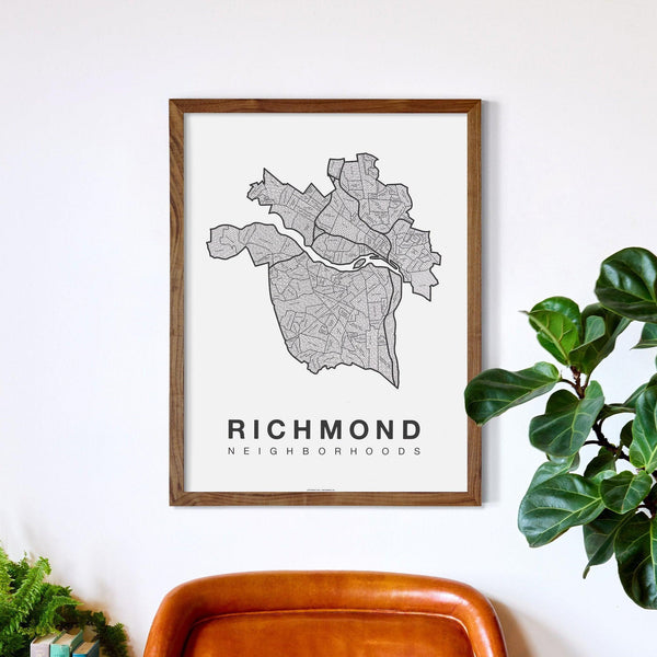 Richmond Neighborhood Map Poster, Richmond City Map Art Print
