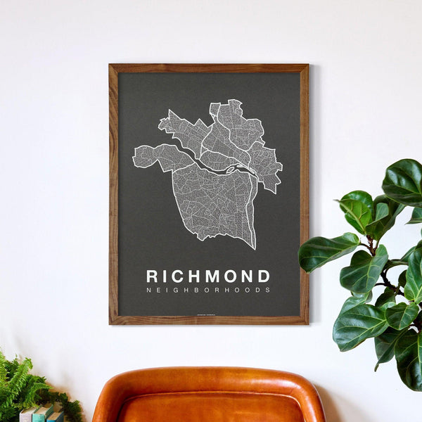 Richmond Neighborhood Map Poster, Richmond City Map Art Print