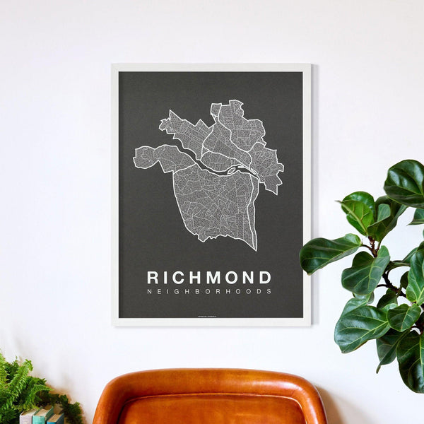 Richmond Neighborhood Map Poster, Richmond City Map Art Print