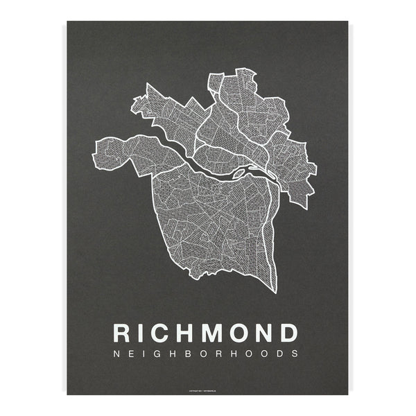 Richmond Neighborhood Map Poster, Richmond City Map Art Print