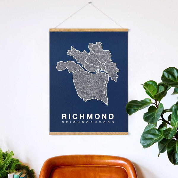 Richmond Neighborhood Map Poster, Richmond City Map Art Print