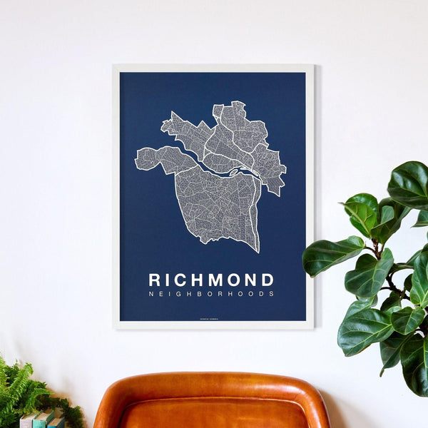 Richmond Neighborhood Map Poster, Richmond City Map Art Print