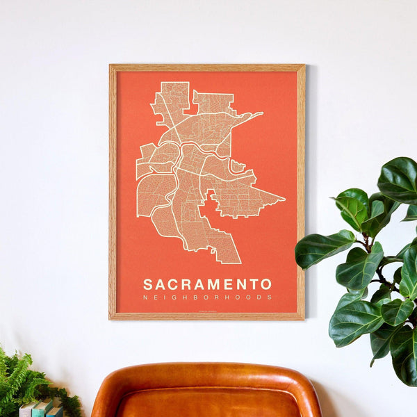Sacramento Neighborhood Map Poster, Sacramento City Map Art Print
