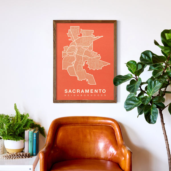 Sacramento Neighborhood Map Poster, Sacramento City Map Art Print