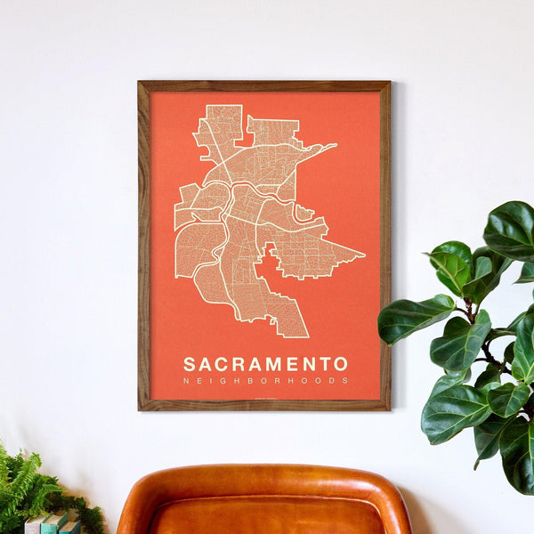 Sacramento Neighborhood Map Poster, Sacramento City Map Art Print