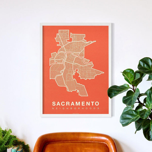 Sacramento Neighborhood Map Poster, Sacramento City Map Art Print