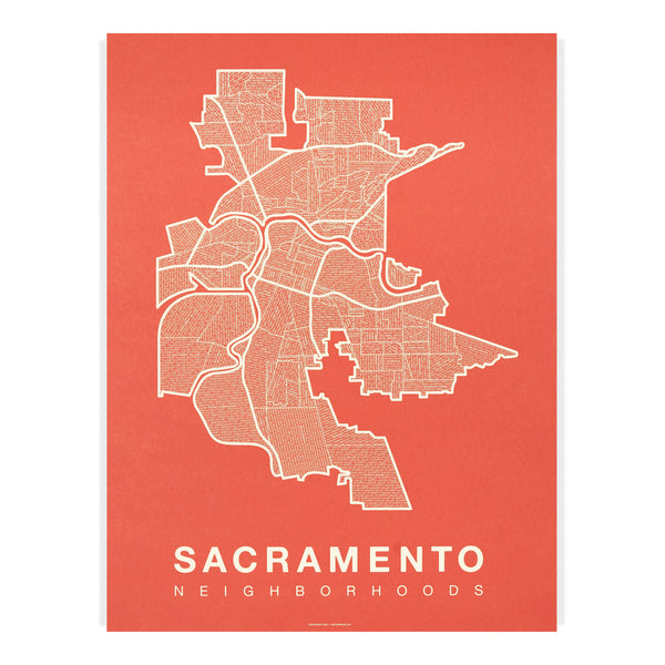 Sacramento Neighborhood Map Poster, Sacramento City Map Art Print