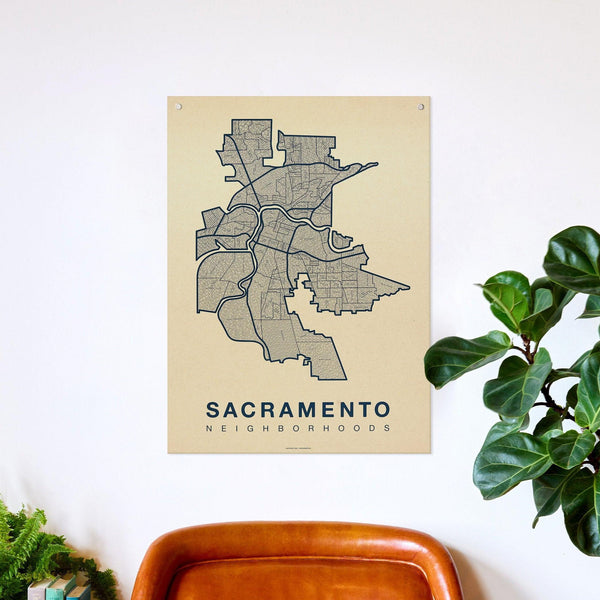 Sacramento Neighborhood Map Poster, Sacramento City Map Art Print