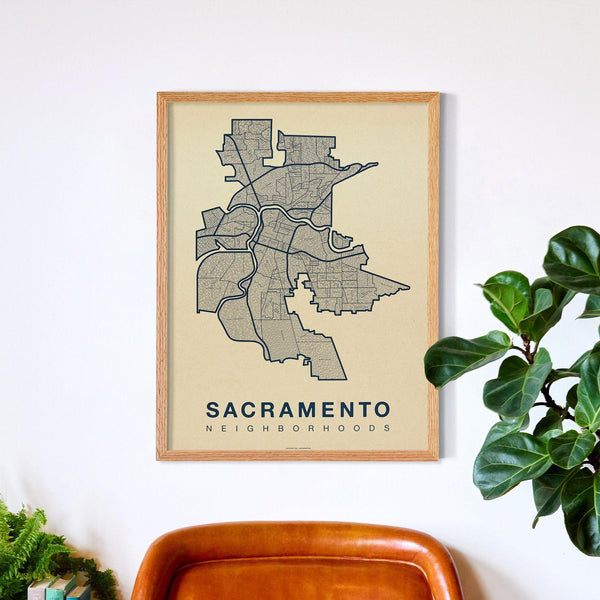 Sacramento Neighborhood Map Poster, Sacramento City Map Art Print