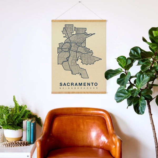 Sacramento Neighborhood Map Poster, Sacramento City Map Art Print
