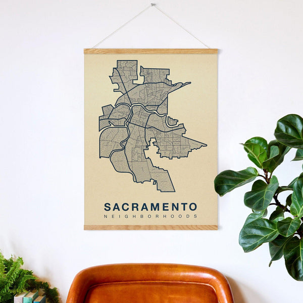Sacramento Neighborhood Map Poster, Sacramento City Map Art Print