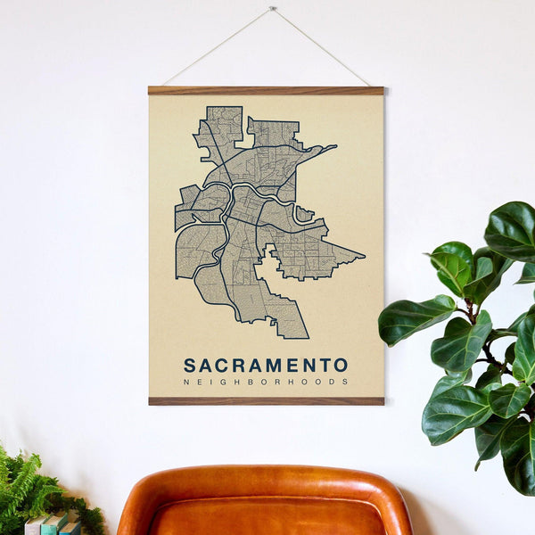 Sacramento Neighborhood Map Poster, Sacramento City Map Art Print