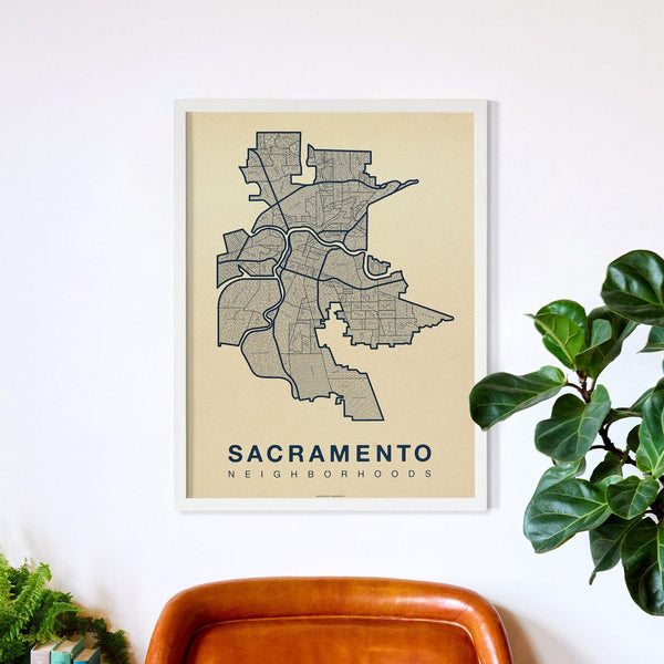 Sacramento Neighborhood Map Poster, Sacramento City Map Art Print