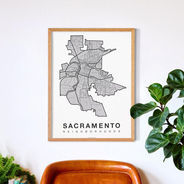 Sacramento Neighborhood Map Poster, Sacramento City Map Art Print