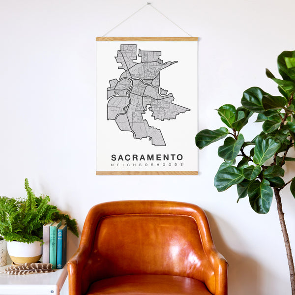 Sacramento Neighborhood Map Poster, Sacramento City Map Art Print