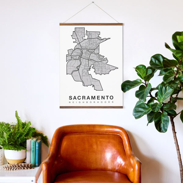 Sacramento Neighborhood Map Poster, Sacramento City Map Art Print