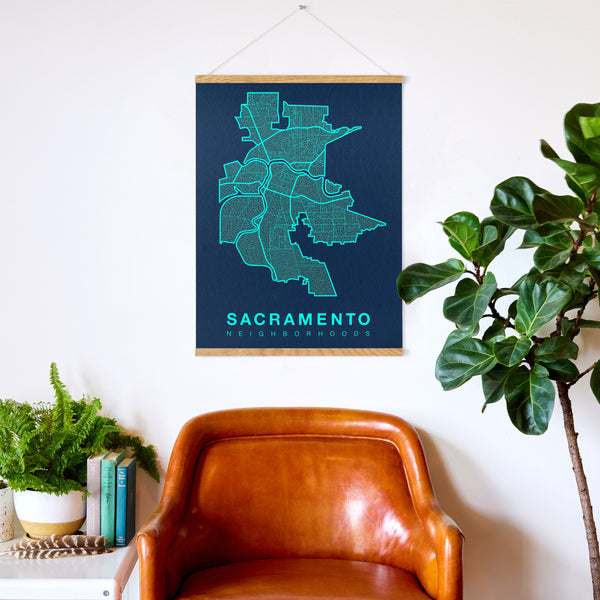 Sacramento Neighborhood Map Poster, Sacramento City Map Art Print