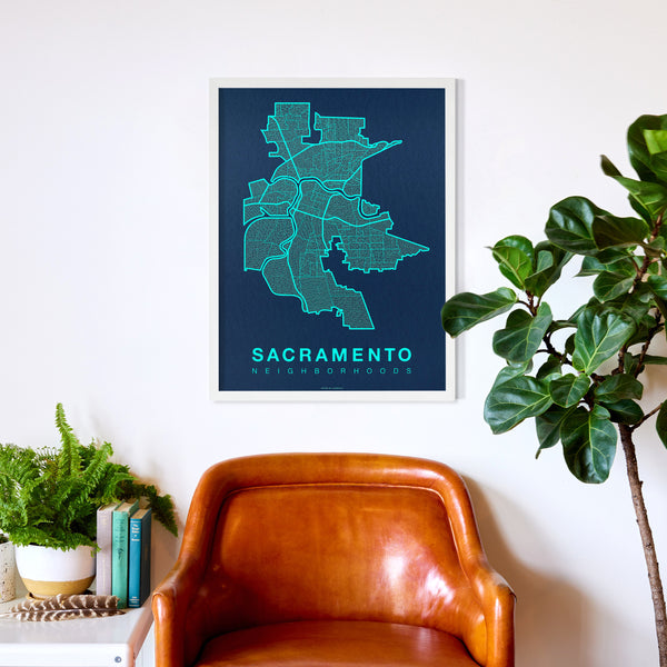 Sacramento Neighborhood Map Poster, Sacramento City Map Art Print