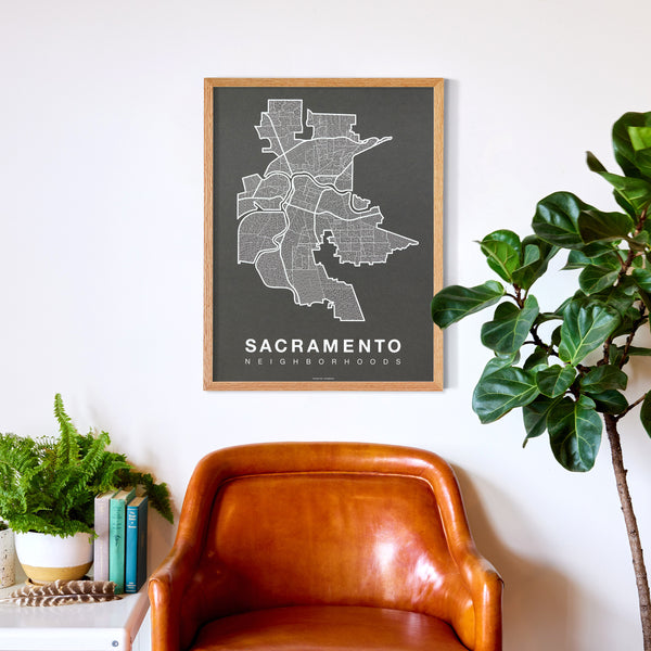 Sacramento Neighborhood Map Poster, Sacramento City Map Art Print