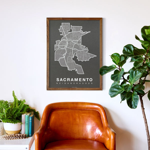 Sacramento Neighborhood Map Poster, Sacramento City Map Art Print