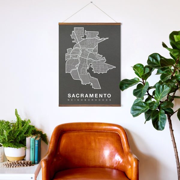 Sacramento Neighborhood Map Poster, Sacramento City Map Art Print