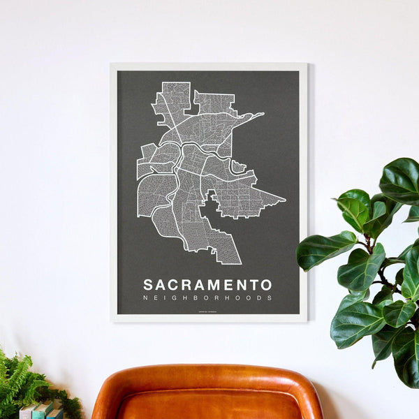 Sacramento Neighborhood Map Poster, Sacramento City Map Art Print