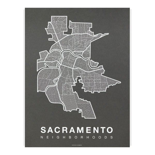 Sacramento Neighborhood Map Poster, Sacramento City Map Art Print